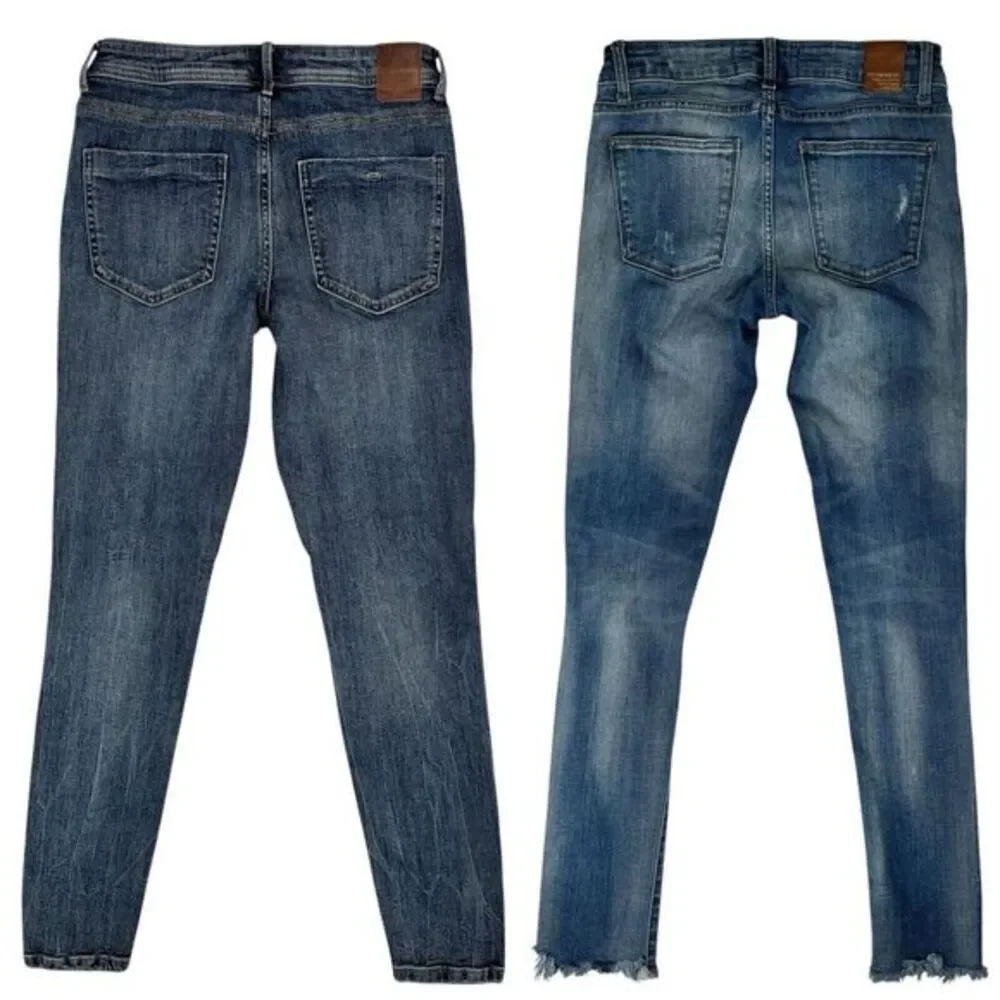 LOT Of 2 Zara‎ Jeans Size 4 Mid Rise Raw Hem Distressed Stretch Denim Bundle